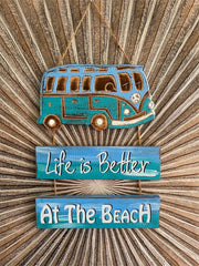 NEW Hand Crafted LIFE IS BETTER AT THE BEACH Hanging Sign - Bali Beach Sign