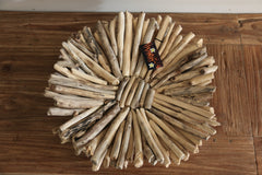 NEW Balinese Hand Crafted Wooden Stick Bowl - Wood stick Fruit Bowl 30cm