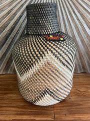 Balinese Hand Woven Rattan Open Basket - Vase Style Bali Basket - Bali Basket