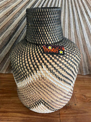 Balinese Hand Woven Rattan Open Basket - Vase Style Bali Basket - Bali Basket