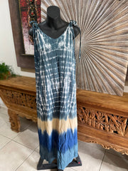 NEW Ladies Rayon/Cotton Bali Dress - Tie strap maxi dress - ONE SIZE 10-14