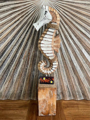 NEW Balinese Hand Crafted Wooden Seahorse Sculpture - Bali Seahorse Art