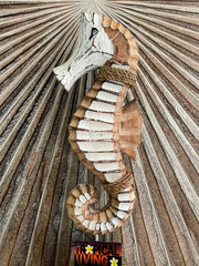 NEW Balinese Hand Crafted Wooden Seahorse Sculpture - Bali Seahorse Art