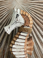 NEW Balinese Hand Crafted Wooden Seahorse Sculpture - Bali Seahorse Art