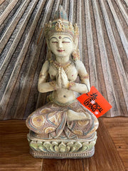 NEW Balinese Cast Concrete Dewi Statue w/hand colouring - Bali Statue - Bali Art