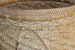 NEW BALINESE HAND WOVEN BAMBOO w/RATTAN TRIM OPEN BASKET