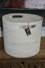New Balinese Hand Woven Rattan Open Basket w/handles / Bali Basket - 3 Sizes