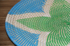 NEW Bali Woven Rattan Platter with Motif - Balinese Woven Rattan Wall Art 40cm