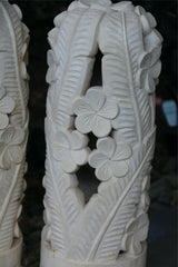 NEW Balinese Hand Carved Limestone Lantern - Bali Frangipani Garden Lantern