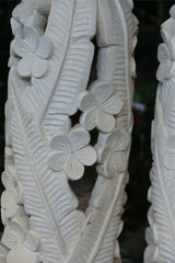 NEW Balinese Hand Carved Limestone Lantern - Bali Frangipani Garden Lantern
