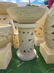 Balinese Bamboo Design Hand Crafted Bird Bath - Bali Garden Art - Bali Bird Bath