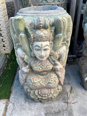Balinese Hand Crafted Dedari Pot - Bali Feature Angel Pot - Carved Bali Pot