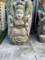 Balinese Hand Crafted Dedari Pot - Bali Feature Angel Pot - Carved Bali Pot