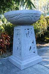 NEW Balinese Frangipani Hand Crafted Bird Bath - Bali Garden Art Bali Bird Bath