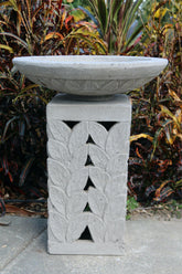 NEW Balinese Leaf Hand Crafted Bird Bath - Bali Garden Art - Bali Bird Bath