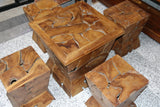 NEW Teak Wood 5 Piece Table & Stool Set - Bali Furniture - Bali Table + Stools