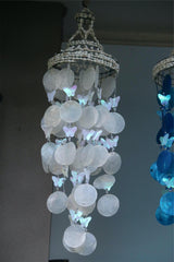 NEW Balinese Capiz Shell with Butterfly Windchime / Mobile - Shell Decor Hanger