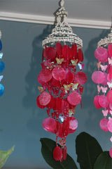 NEW Balinese Capiz Shell with Butterfly Windchime / Mobile - Shell Decor Hanger