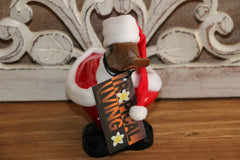 NEW Balinese Hand Carved Wooden Santa Duck - Bali Christmas Duck - Xmas Decor