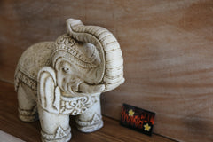 NEW Balinese Cast Concete Elephant with Carving - Bali Elephant Statue