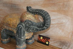 NEW Balinese Cast Concete Elephant with Carving - Bali Elephant Statue