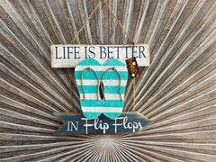 NEW Balinese Timber LIFE IS BETTER IN FLIP FLOPS - Bali Hand Crafted Beach Sign