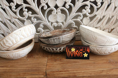 NEW Balinese Hand Carved Wooden Bowl - Bali Carved Bow - 3 colours, 2 styles.