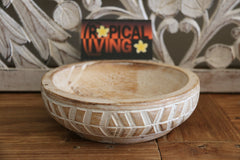 NEW Balinese Hand Carved Wooden Bowl - Bali Carved Bow - 3 colours, 2 styles.
