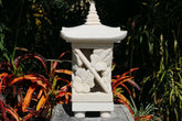 NEW Balinese Hand Carved Limestone Lantern - Bali Hibiscus Garden Lantern