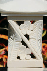 NEW Balinese Hand Carved Limestone Lantern - Bali Frangipani Garden Lantern