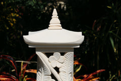 NEW Balinese Hand Carved Limestone Lantern - Bali Frangipani Garden Lantern