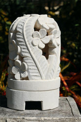 NEW Balinese Hand Carved Limestone Lantern - Bali Frangipani Garden Lantern