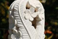 NEW Balinese Hand Carved Limestone Lantern - Bali Frangipani Garden Lantern