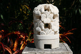 NEW Balinese Hand Carved Limestone Lantern - Bali Hibiscus Garden Lantern