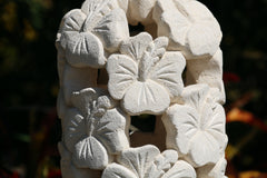 NEW Balinese Hand Carved Limestone Lantern - Bali Hibiscus Garden Lantern