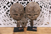 NEW Indonesian Hand Carved Primitive Wooden Primitive Mask on Stand - TIMOR ART