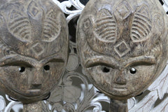 NEW Indonesian Hand Carved Primitive Wooden Primitive Mask on Stand - TIMOR ART