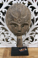 NEW Indonesian Hand Carved Primitive Wooden Primitive Mask on Stand - TIMOR ART