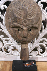 NEW Indonesian Hand Carved Primitive Wooden Primitive Mask on Stand - TIMOR ART