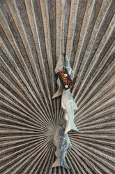 NEW Balinese 3 Hand Crafted Wooden Fish on String - Bali Seaside Home Decor