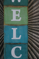 NEW Balinese Timber WELCOME Sign - Seaside / Nautical Coloured Welcome Sign