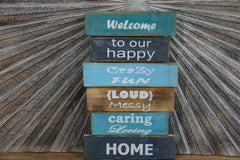 Balinese Hand Crafted Wooden WELCOME Sign - Nautical Colours
