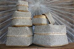 NEW Balinese Hand Crafted Woven & Hand Beaded Baskets - 5 Sizes - Bali Baskets