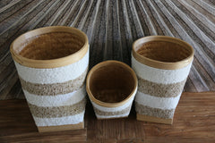 New Balinese Hand Woven Open Basket Encrusted with Beading