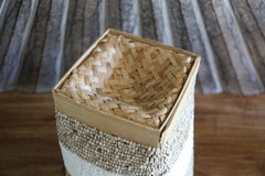 New Balinese Hand Woven Open Basket Encrusted with Beading