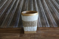 New Balinese Hand Woven Open Basket Encrusted with Beading