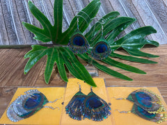 Peacock Feather Hook Earrings - Choose from 3 Colours - Peacock Earrings