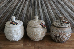 NEW Balinese Hand Carved Wooden Bowl with Lid - 3 colours available