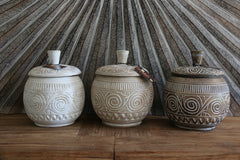 NEW Balinese Hand Carved Wooden Bowl with Lid - 3 colours available