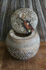 NEW Balinese Hand Carved Wooden Bowl with Lid - 3 colours available